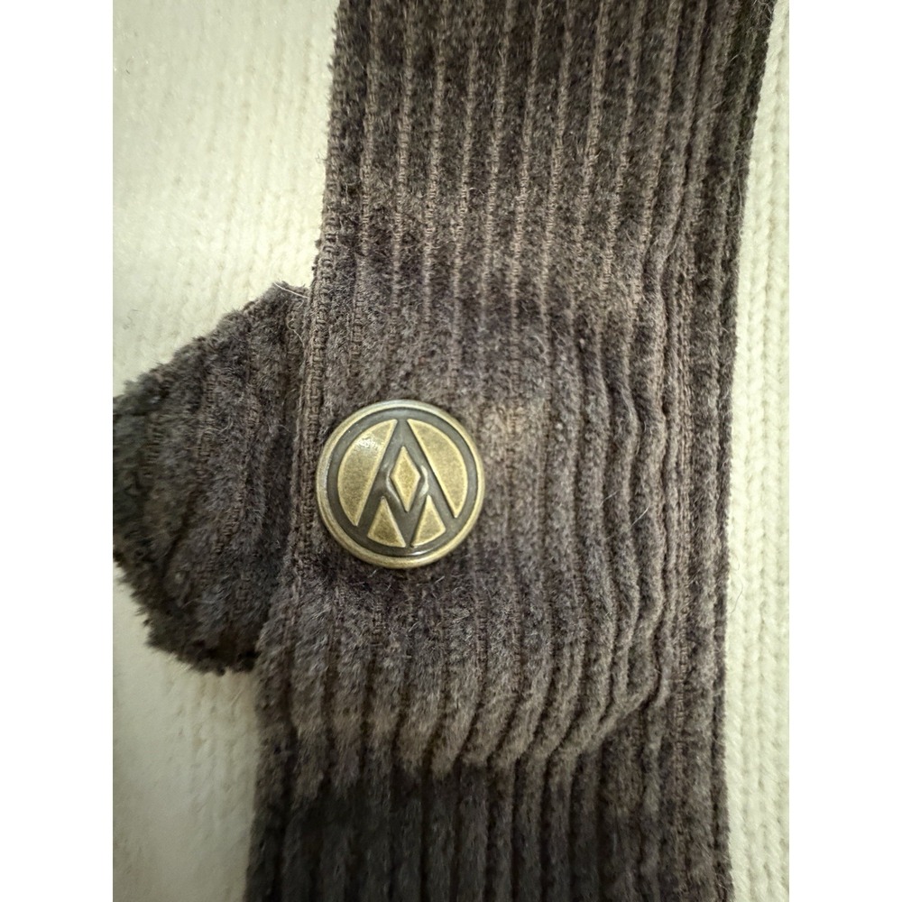 Alps & Meters Men's High West Guide Sweater Ivory Merino Wool Corduroy 1/4 Zip L - Picture 5 of 13